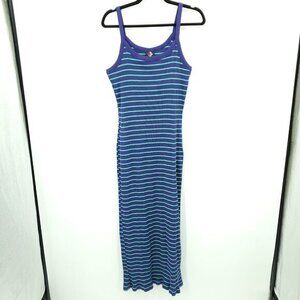 VTG 90s/Y2K no boundaries Strappy Ribbed Striped Maxi Dress L Purple/Green